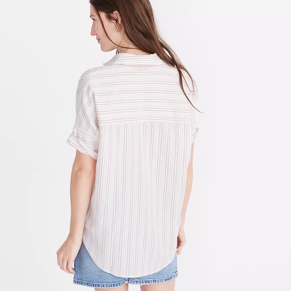 Madewell Courier Shirt in Stitched Rainbow Stripe XXS - Picture 3 of 7